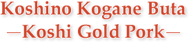 Koshino Kogane Buta ―Koshi Gold Pork―